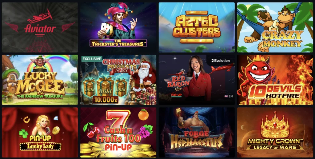 Jeux sur le casino Pin Up 